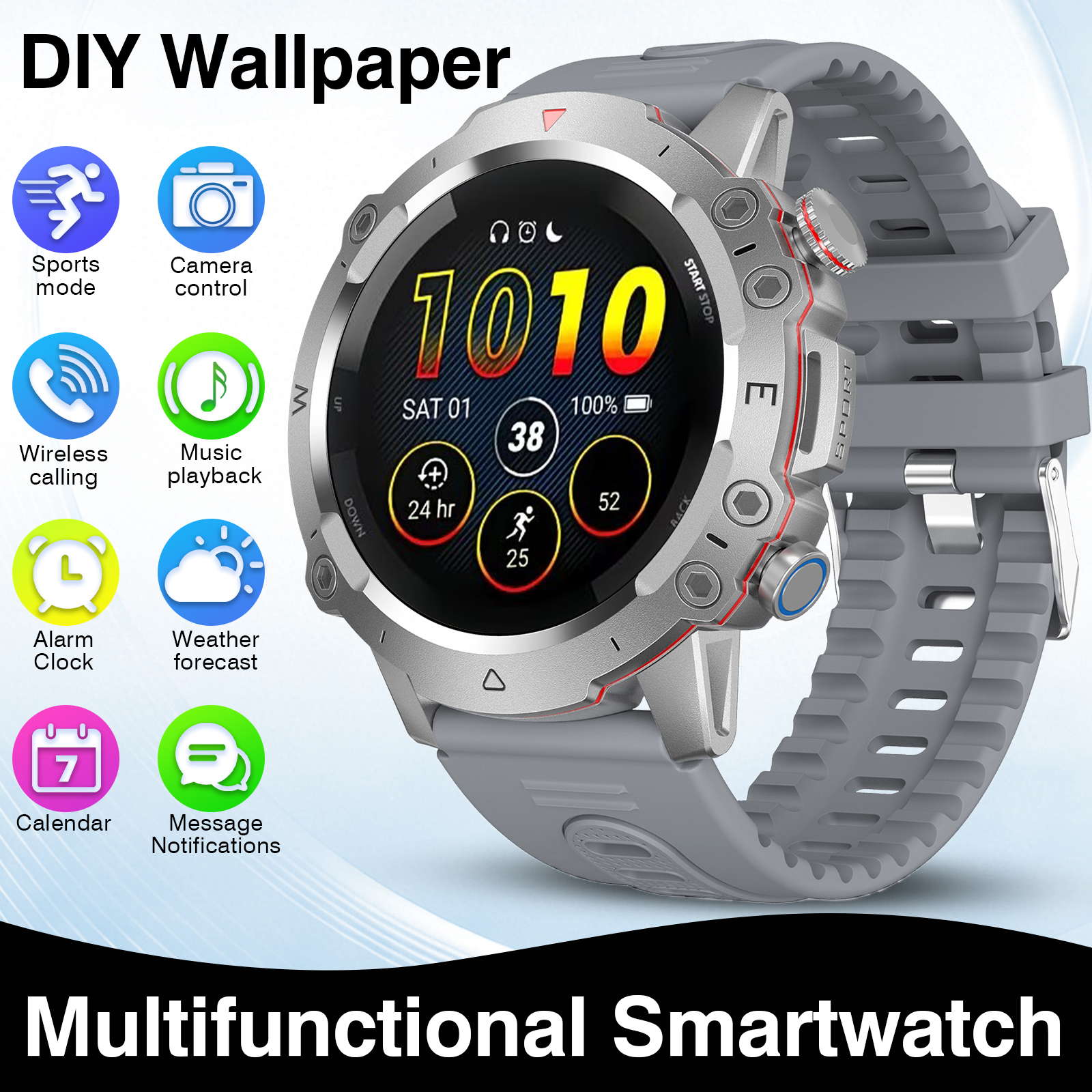 Smartwatch Face - New Full-Touchscreen HD Sports Smartwatch, Unisex,