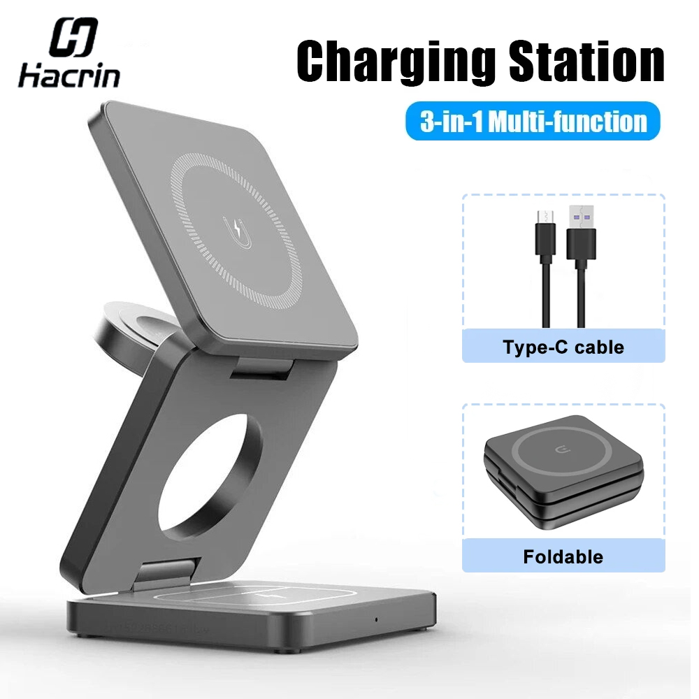 Watch Charger Cable - 3 in 1 Foldable Magnetic Wireless