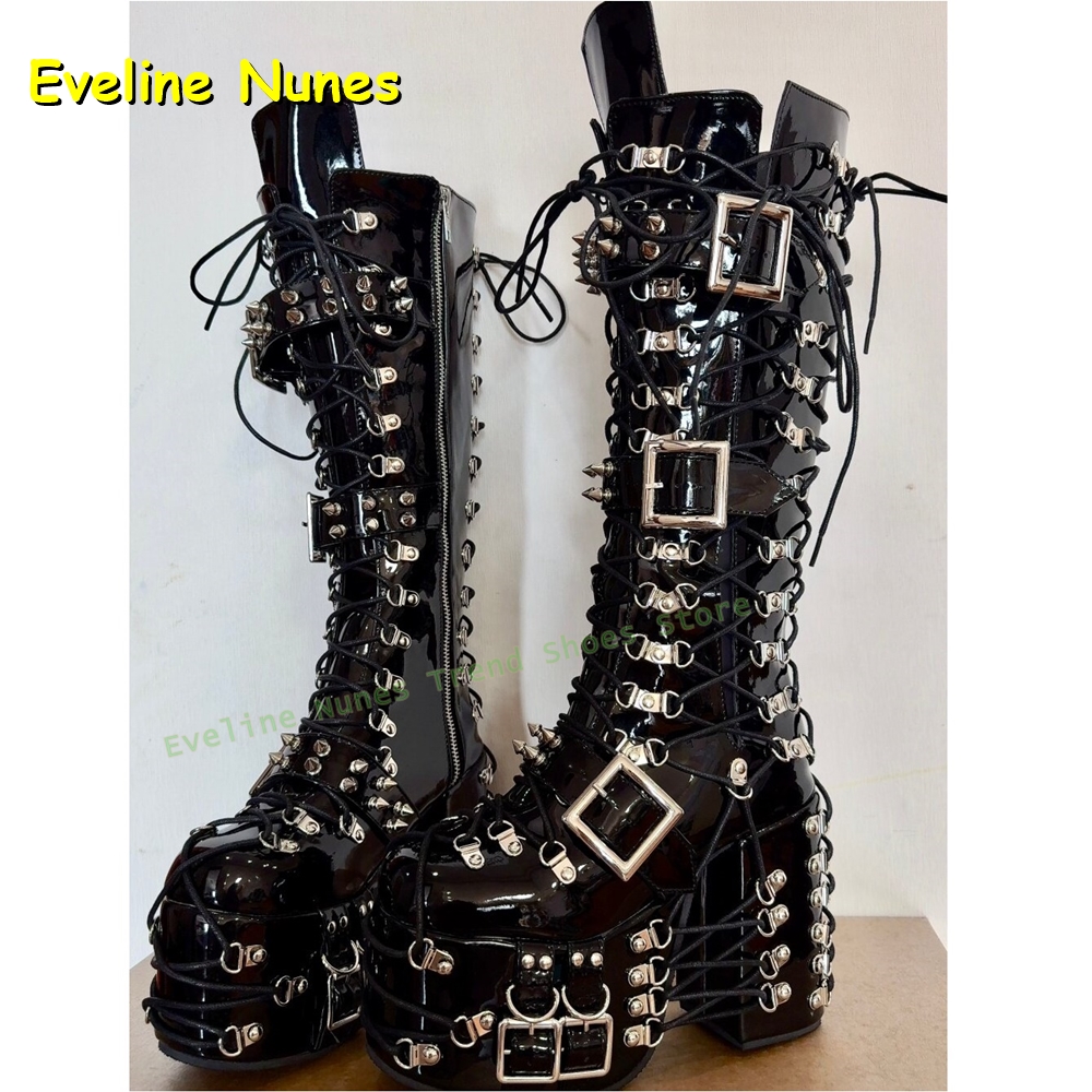 Y2K Red Gothic Platform Knee H - Leather Classic Strap 리뷰 및 가격