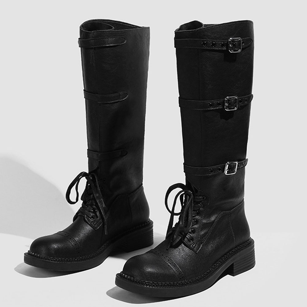 Women's Knee High Boots Vintag - Leather Classic Strap 리뷰 및 가격
