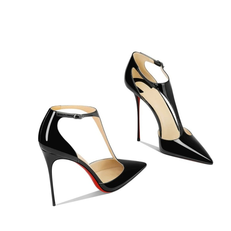 Black Patent Pointed Stiletto  - Leather Classic Strap 리뷰 및 가격