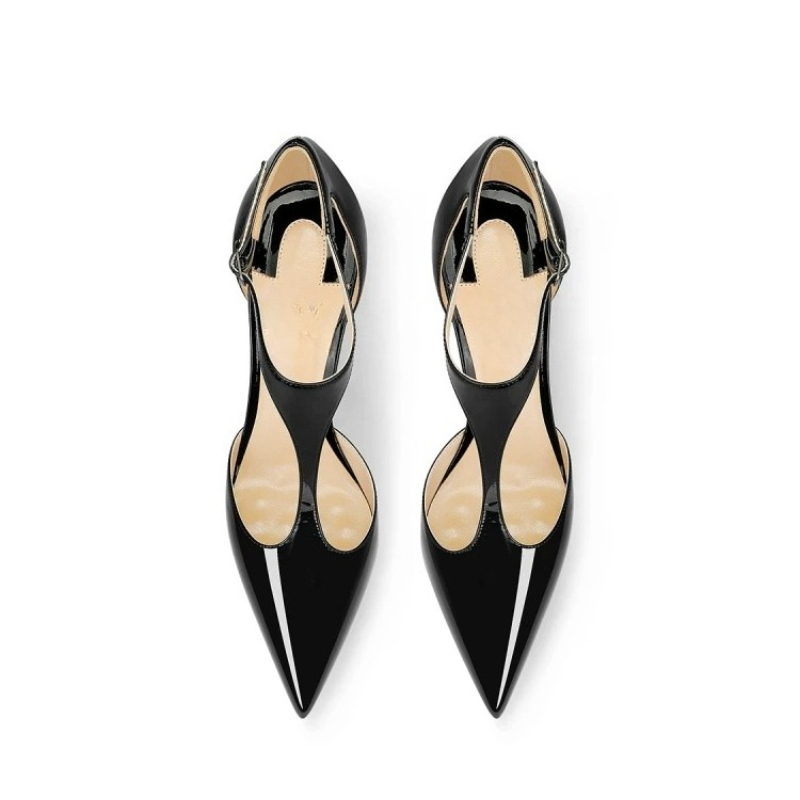 Black Patent Pointed Stiletto  - Leather Classic Strap 리뷰 및 가격