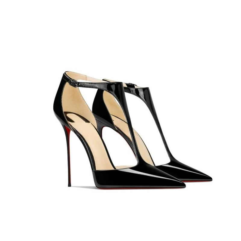 Black Patent Pointed Stiletto  - Leather Classic Strap 리뷰 및 가격