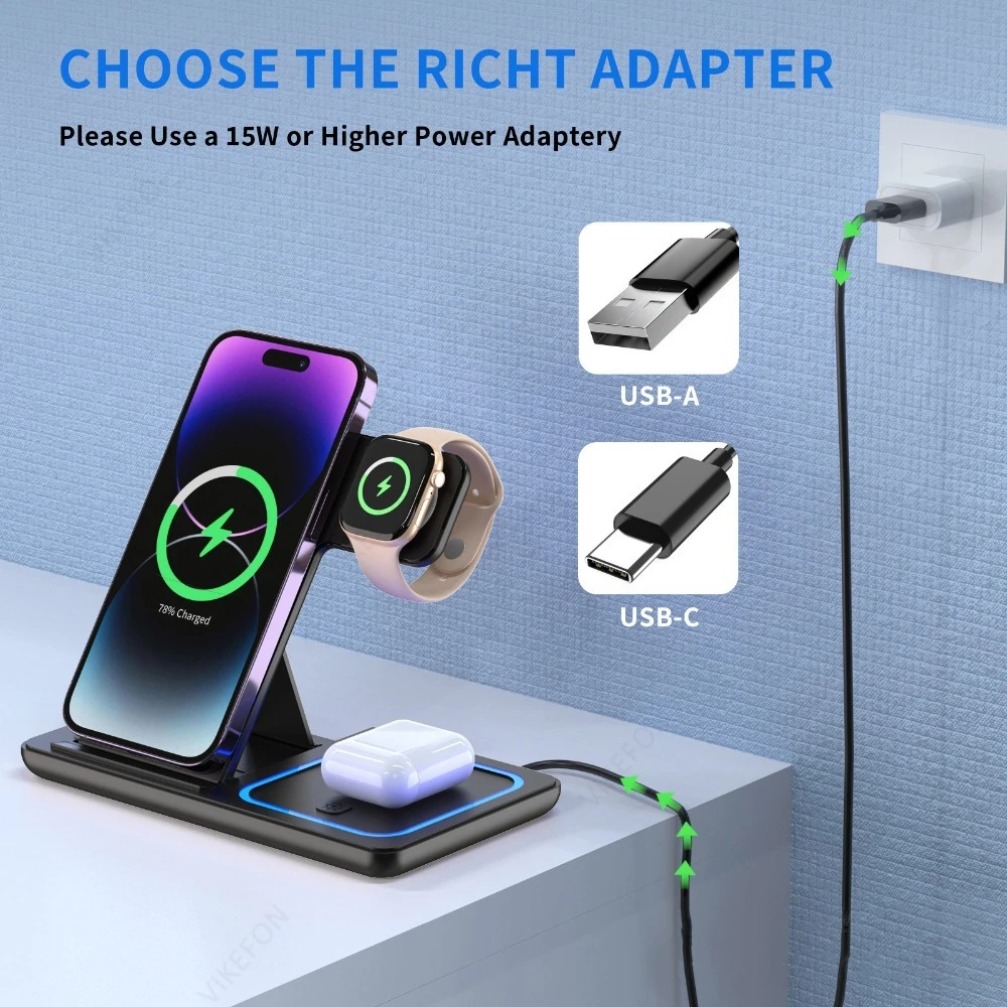 Foldable 3 in 1 Wireless Charg - Watch Charger Cable 리뷰 및 가격