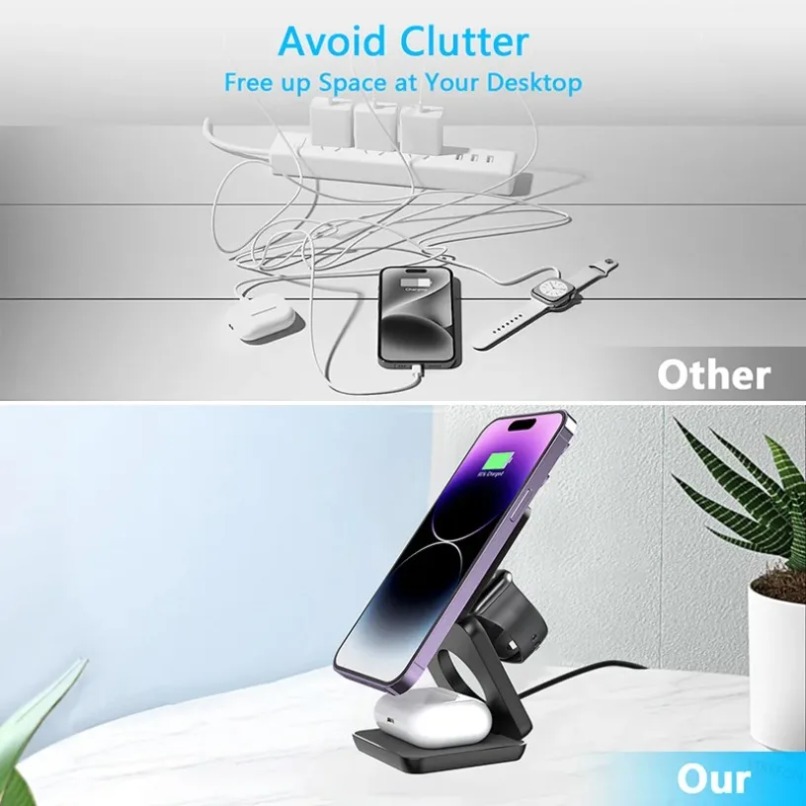 3 in 1 Foldable Magnetic Wirel - Watch Charger Cable 리뷰 및 가격